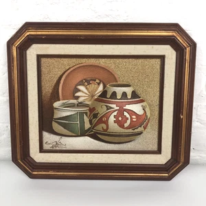 ARTIST Signed Sand Painting Myung Mario Jung Native American Southwestern Framed - Picture 1 of 15