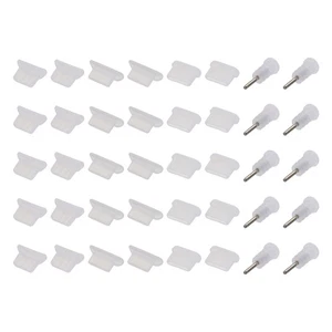 40pcs Capuchons de Couvercle de Conduit de Port de Téléphone, USB C/Micro USB/3,5mm Audio Jack, Blanc - Photo 1 sur 7