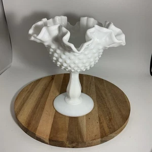 Vintage Fenton Glass Compote Pedestal Candy Dish Hobnail Milk Glass 6” (DD) - Picture 1 of 7