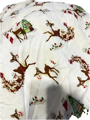 Sábana Ajustable Pottery Barn Kids Rudolph el Reno Nariz Roja Doble Franela Foto 1 de 4