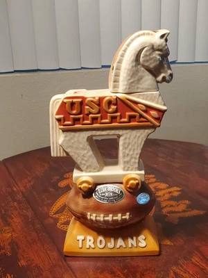 Vintage 1974 Ezra Brooks Whiskey USC Trojans Football Heritage China Decanter - Image 1 of 4