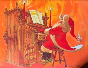 Tarjeta de Navidad de Colección Artista Disney Ralph Hulett “Musical Santa” Tocando el Piano Difícil de Encontrar - Imagen 1 de 4