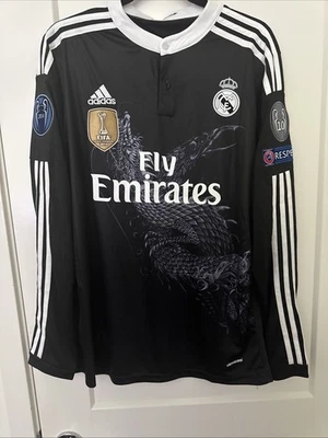 Ronaldo #7 Real Madrid 2014/2015 UCL Long Sleeve Black Jersey Dragon L - Image 1 of 4