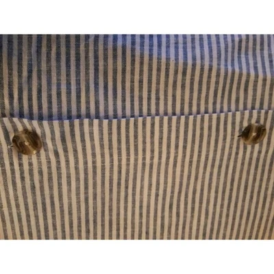 Pottery Barn Wheaton Stripe King Duvet Cover Chambray Blue Linen Cotton EUC  - Image 1 of 4