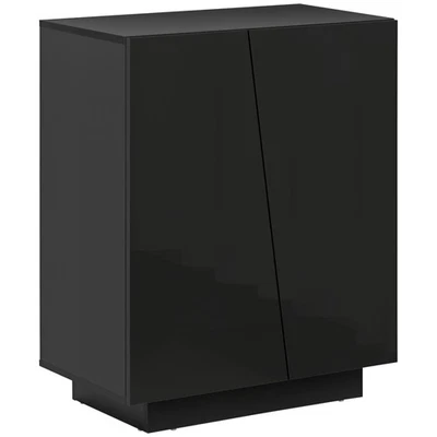 HOMCOM High Gloss Storage Cabinet for Bedroom/Living Room, Black  , Refurbished - Image 1 of 4