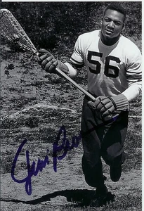 Foto de lacrosse firmada por Jim Brown 4x6, autenticada por Beckett - Imagen 1 de 3
