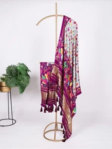 New Launching Pure Gaji Silk Grey Color Dupatta For Reception & Party Wear - Imagen 1 de 9