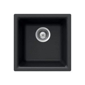 Houzer E-100 MIDNITE Quartztone Granite Series Bar Sink - Black Dual Mount 13... - Picture 1 of 6