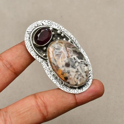 Ciondolo gioiello fatto a mano in argento sterling 925 con pietra preziosa ag... - Immagine 1 di 4