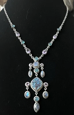 Collar Nicky Butler Plata Esterlina Piedra Lunar Amatista Druzy Gota Y 31g Foto 1 de 4