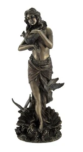 Bronzed Aphrodite with Doves on Scallop Shell Statue - Picture 1 of 4