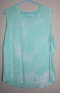 Women's TIME & TRU Stretch Tank Top, Light Green & White Tie Dye, Size XL - Picture 1 of 3
