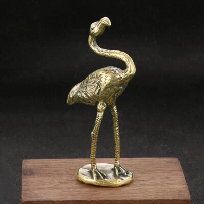 Estatuilla de flamenco de latón estatua pequeña estatua adornos para el hogar figuras de animales regalo Foto 1 de 4