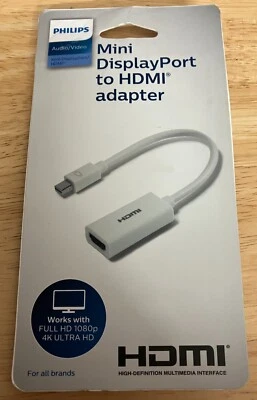 PHILIPS Open Box Mini Display Port to HDMI Adapter Multimedia Audio Video Cable - Image 1 of 4