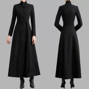 Damen Mantel Winter Tweed Jacke Maßgeschneidert Custom Lang Schwarz Blau Robe - Bild 1 von 13