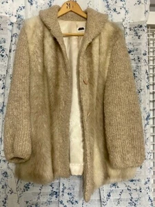 Vintage D’Esprit Dubrowsky & Perlbinder Faux Fur Knit Sleeve Winter Jacket 14.5 - Picture 1 of 14