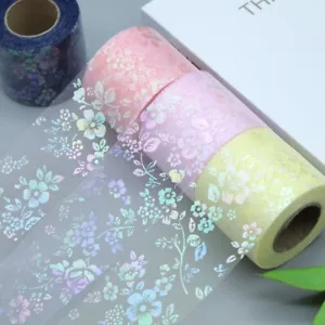 25yard*6cm Shiny Gauze Trim Gradient Color Floral Printed Ribbon Bow Accessories - Picture 1 of 15