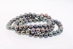 Honora 7-8mm Original Cultivada Agua Dulce Pavo Real Anillado Perla Pulsera De 3 - Imagen 1 de 2