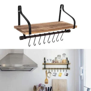 Floating Shelves Storage Hanger Kitchen Bathroom Organizer - Picture 1 of 12