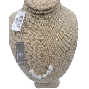 Giani Bernini Sterling Silver 6 Diamond Cut Balls on Box Chain Necklace 18" NWT - Picture 1 of 4