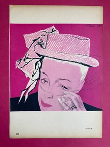 Brenot dessin 1946 chapeau mode illustration Vintage Paulette rétro collection - Picture 1 of 2