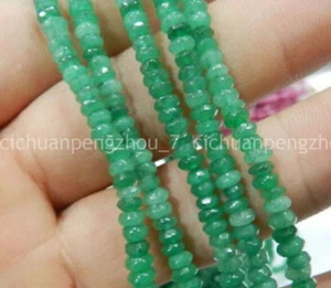 Faceted 2x4mm Natural Green Emerald Abacus Gems Rondelle Loose Beads 15'' - Picture 1 of 3