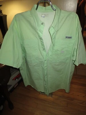Men's Columbia PFG Light Green  short Sleeve Button Vented back Fishing Shirt XL - Image 1 of 3