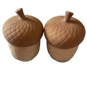 NEU Herbst Herbst Deko Keramik Sandstein Eichel Tisch Figuren 2er Set Neu mit Etikett - Bild 1 von 5