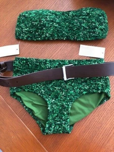NUEVO CON ETIQUETAS Pasarela Michael KORS Cinturón Calado Verde GRASS Bikini Traje de Baño Conjunto 8 6 M - Imagen 1 de 11