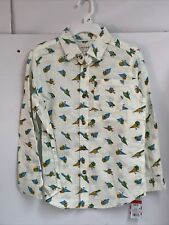 Cat & Jack Boys Button Up Long Sleeve Shirt Size M(8-10) Cream Dinosaurs New