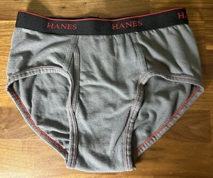 Vtg Hanes Briefs Cotton Mens M Comfort Cool Fashion Color Gray Red Ringer - Picture 1 of 5