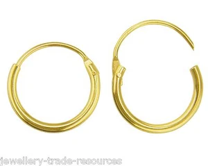 1 par de pendientes redondos de aro con bisagras de oro amarillo de 18 quilates de 11 mm - Imagen 1 de 1