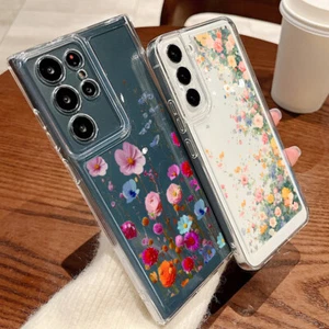 Custodia silicone trasparente sottile fiore per Samsung S25 S24 Ultra S23 A55 A15 A56 - Foto 1 di 14