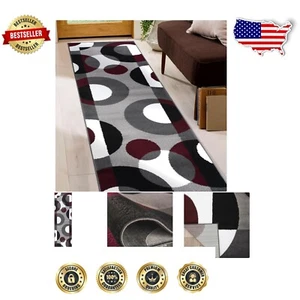 Durable 2' x 7'2" Burgundy Polypropylene Runner Rug - Perfect for Living Spaces - Picture 1 of 8