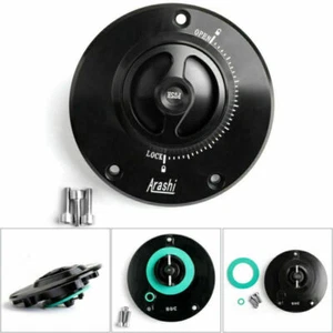 KEYLESS Fuel Cover Gas Tank Cap Blk For Kawasaki VERSYS1000 ABS GTR1400 10-18 E2 - Picture 1 of 7