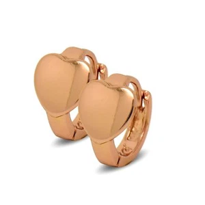 Small 9ct Rose Gold Filled Heart Hoop Earrings Womens Girls Earrings - Picture 1 of 4