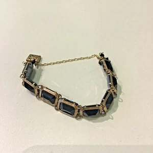 BRACELET VINTAGE BLACK ONEX WITH CLASP AND CHAIN - Imagen 1 de 5