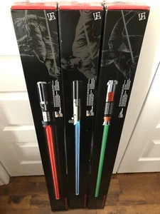 Star Wars Force Fx Lightsaber Lot Darth Vader Luke Skywalker Blue and Green NEW - Picture 1 of 4