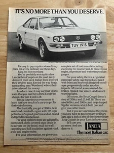 Publicidad original automotriz vintage 1977 Lancia Beta cupé - Imagen 1 de 1