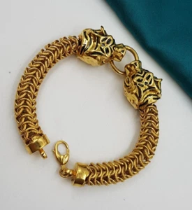 Byzantine Gold Bracelet 22K Twin Leopard Unisex Pure Yellow Gold Bracelet - Picture 1 of 11