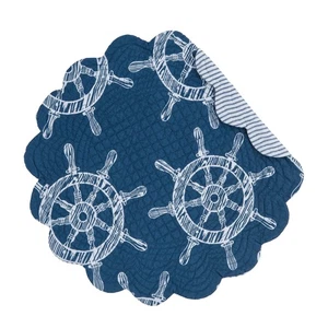 Maritime Nautical Coastal Ship Round Quilted Single Placemat, 17" - Picture 1 of 4