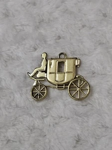 VINTAGE COACH Horse Carriage Gold Brass Metal Fob Bag Charm Keychain Hang Tag - Picture 1 of 3