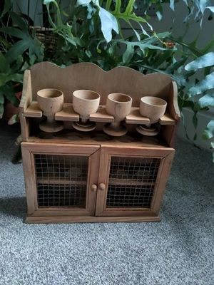 Rustic Wooden Wall Egg Box Eggs cabinet storage cupboard Egg Cups X4 Cage Doors - Image 1 of 4