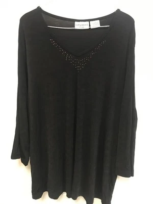 Kathy Ireland Women’s Plus Size 3X Long Sleeve Black Pullover Top - Image 1 of 4