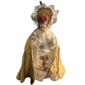 Antique Child Infant Of Prague Jesus Statue In Full Vestments 18” Tall Religious - Picture 1 of 10