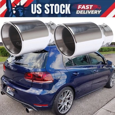 Pairs Exhaust Pipes Car For 2011 Volkswagen GTI Rear Throat Muffler 38-76mm Foto 1 de 4