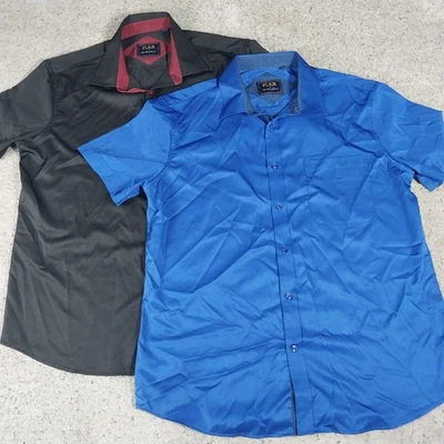 Flex Luxury Collection Shirt Mens Large Bundle Lot 2 Short Sleeve Black Blue - Image 1 of 4