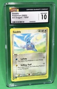 CGC 10 Gem Mint Swablu EX Dragon 75/97 Regular Vintage 2003 Pokémon TCG E Reader - Picture 1 of 5