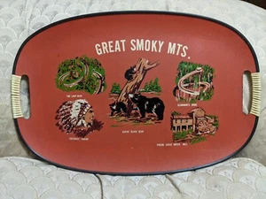 Great Smoky Mountains Tray Souvenir Vintage Orange Painted Chief Japan 1950s - Bild 1 von 5