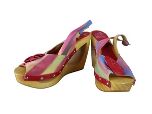 Alba Moda Damen Pumps Gr. 38 Textil Bunt Peep Toe Holz Slingback Schuhe (20233) - Bild 1 von 11